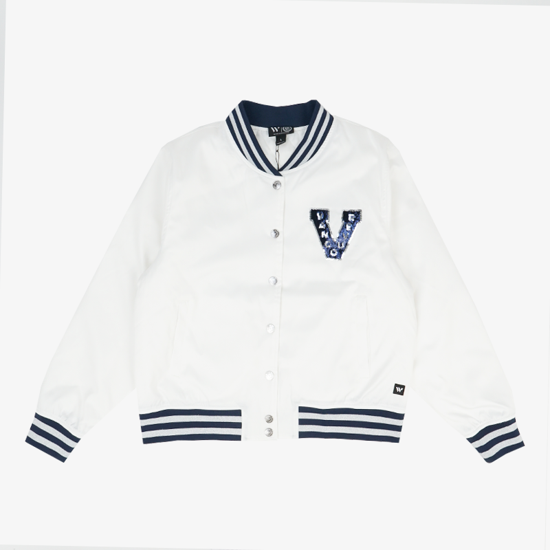 Vancouver Canucks Wild Collective Women's Sequin Logo Bomber