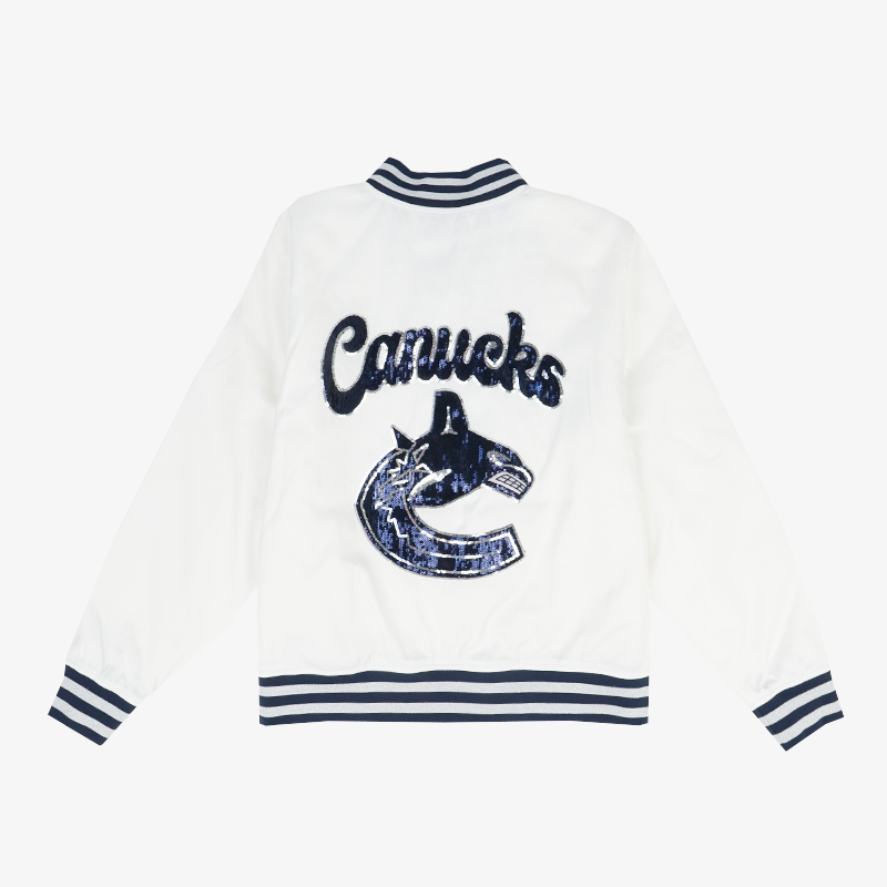 Vancouver Canucks Wild Collective Women's Sequin Logo Bomber