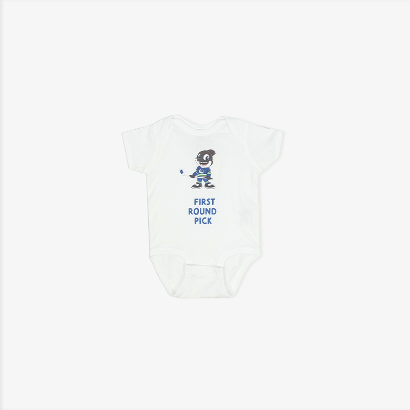 Vancouver Canucks Infant Round 1 Pick White Onesie