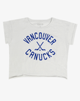 Vancouver Canucks Sportiqe Womens Script Cross White T-shirt