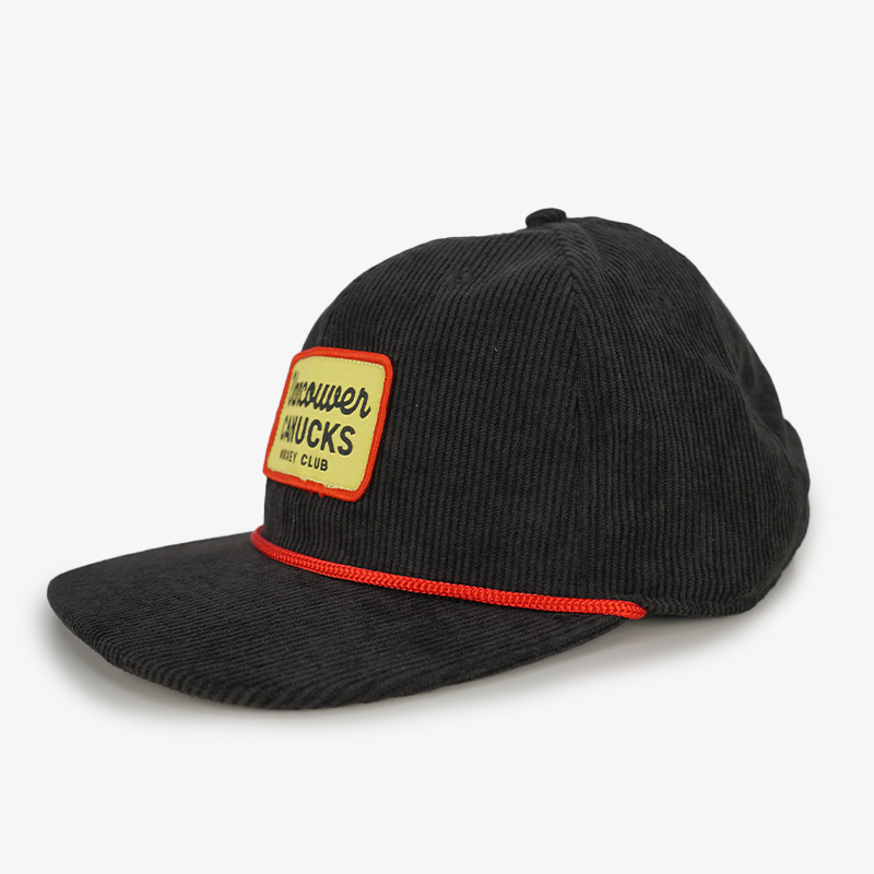 Vancouver Canucks Sportiqe Black Corduroy Skate Hat
