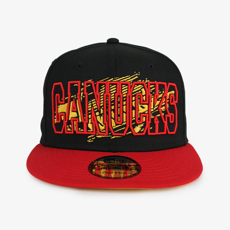Vancouver Canucks New Era 950 Black and Red Splatter Wordmark Hat