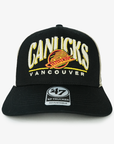 Vancouver Canucks 47 Brand Black Trucker Skate Hat