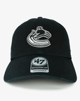 Vancouver Canucks 47 Brand Black & White Orca Clean Up Hat