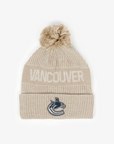 Vancouver Canucks Fanatics Road 7 Cuff Pom Knit Beige Orca Beanie