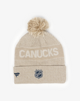 Vancouver Canucks Fanatics Road 7 Cuff Pom Knit Beige Orca Beanie