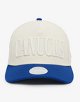 Vancouver Canucks New Era Women's 940 M-Crown Two Tone Blue/Cream Tonal Script Orca Hat