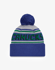 Vancouver Canucks New Era Youth/Child Blue/Grey Orca Pom Knit