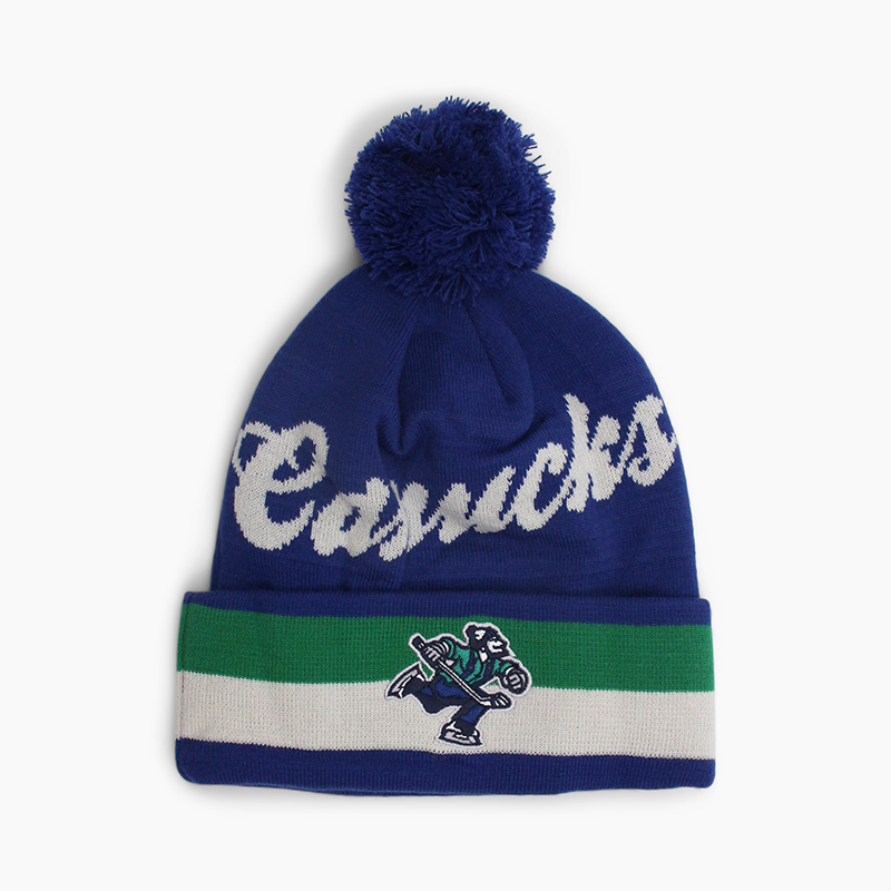 Abbotsford Canucks Vintage Striped Cuff Pom Knit Hat