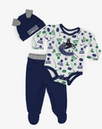 Vancouver Canucks Outerstuff Infant Onesie and Beanie 3 Piece Set