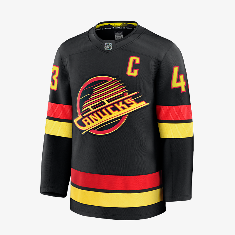 Vancouver Canucks Fanatics Premium Name & Number Black Skate Jersey