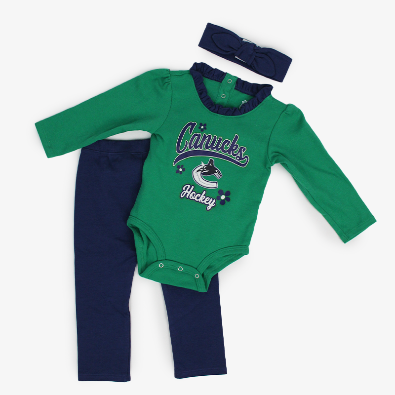 Vancouver Canucks Outerstuff Infant Onesie and Headband 3 Piece Set