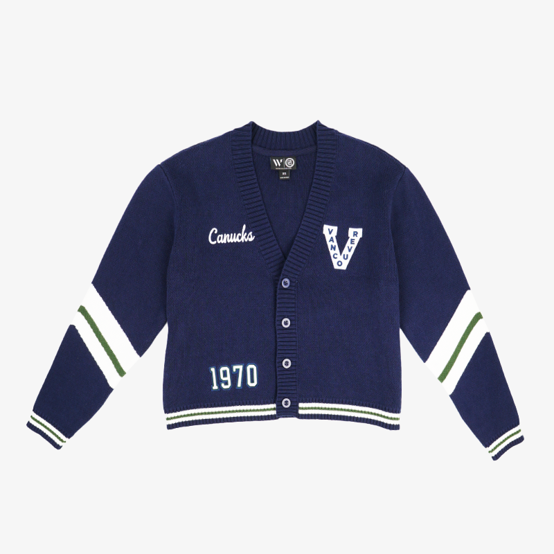 Vancouver Canucks Wild Collective Women's Navy Millionaires Cardigan