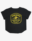 Vancouver Canucks Women's Black and Yellow Skate T-Shirt