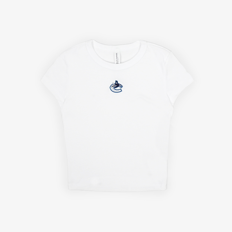 Vancouver Canucks Women's White Crop Orca Tee