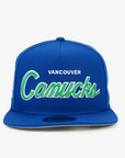 Vancouver Canucks New Era 950 A-Frame Script Orca Blue Snapback