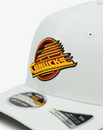 Vancouver Canucks New Era 970 Stretch Snap Performance White Skate Hat