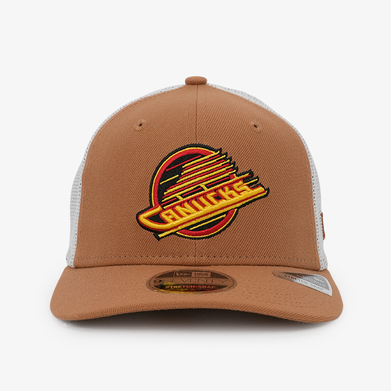 Vancouver Canucks New Era 970 Stretch Snap Trucker Brown/White Skate Hat