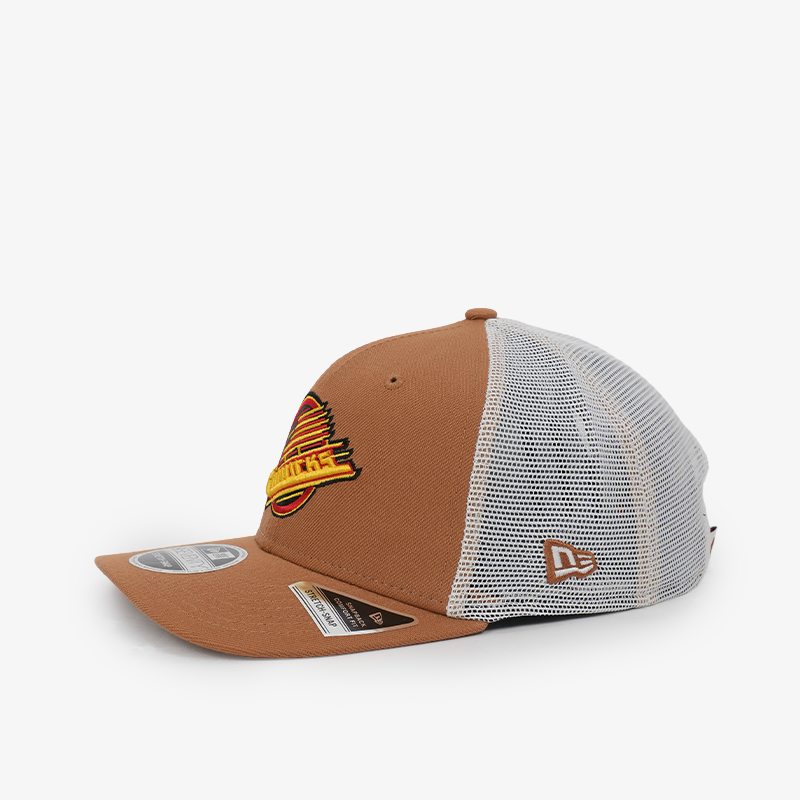 Vancouver Canucks New Era 970 Stretch Snap Trucker Brown/White Skate Hat