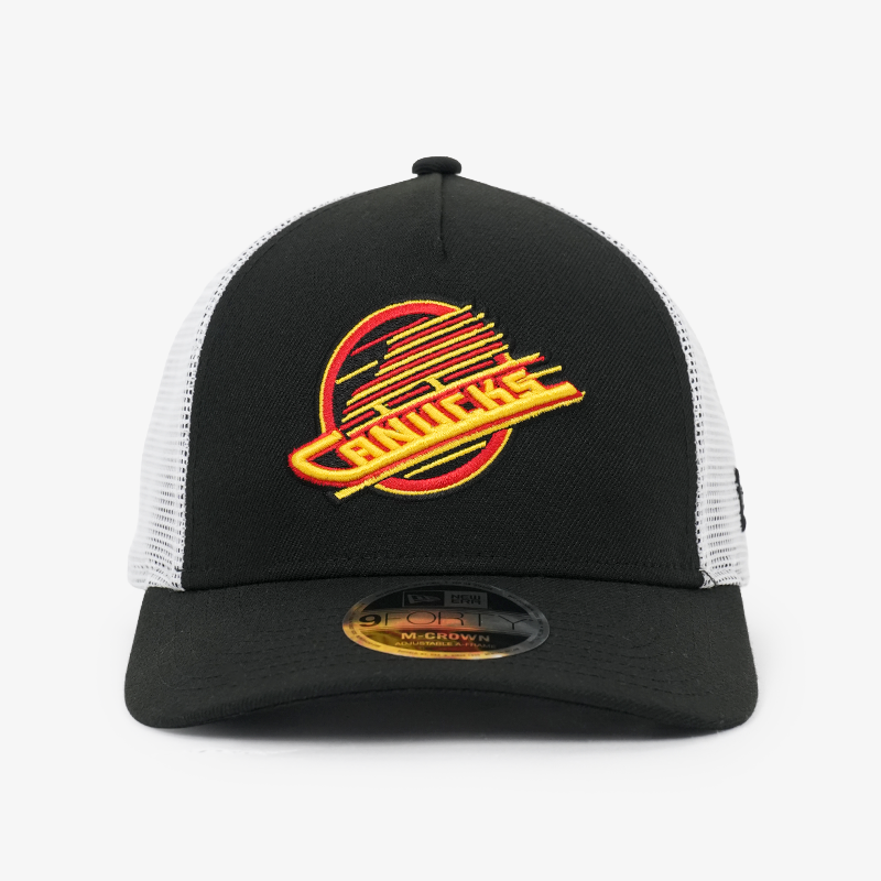 Vancouver Canucks New Era 940 M-Crown A-Frame Trucker Black/White Skate Hat