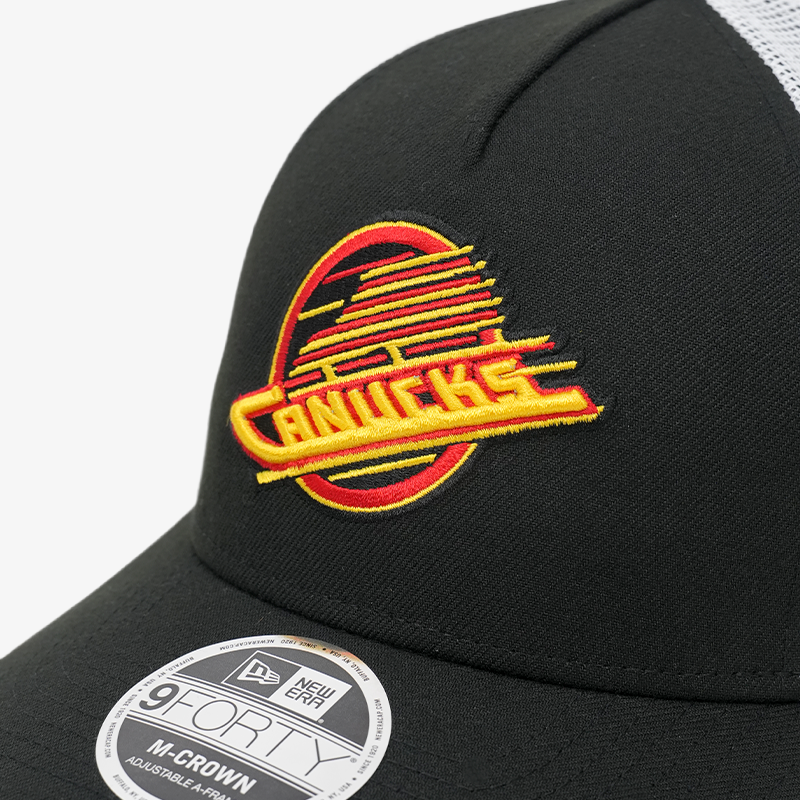 Vancouver Canucks New Era 940 M-Crown A-Frame Trucker Black/White Skate Hat