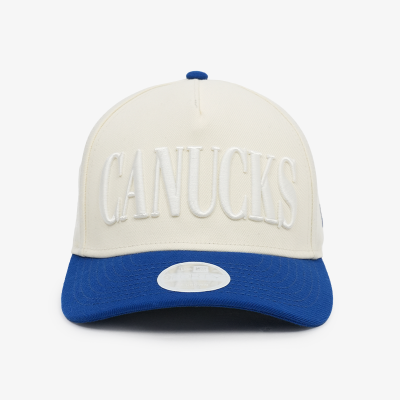 Vancouver Canucks New Era Women's 940 M-Crown Two Tone Blue/Cream Tonal Script Orca Hat