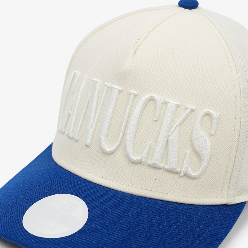 Vancouver Canucks New Era Women's 940 M-Crown Two Tone Blue/Cream Tonal Script Orca Hat