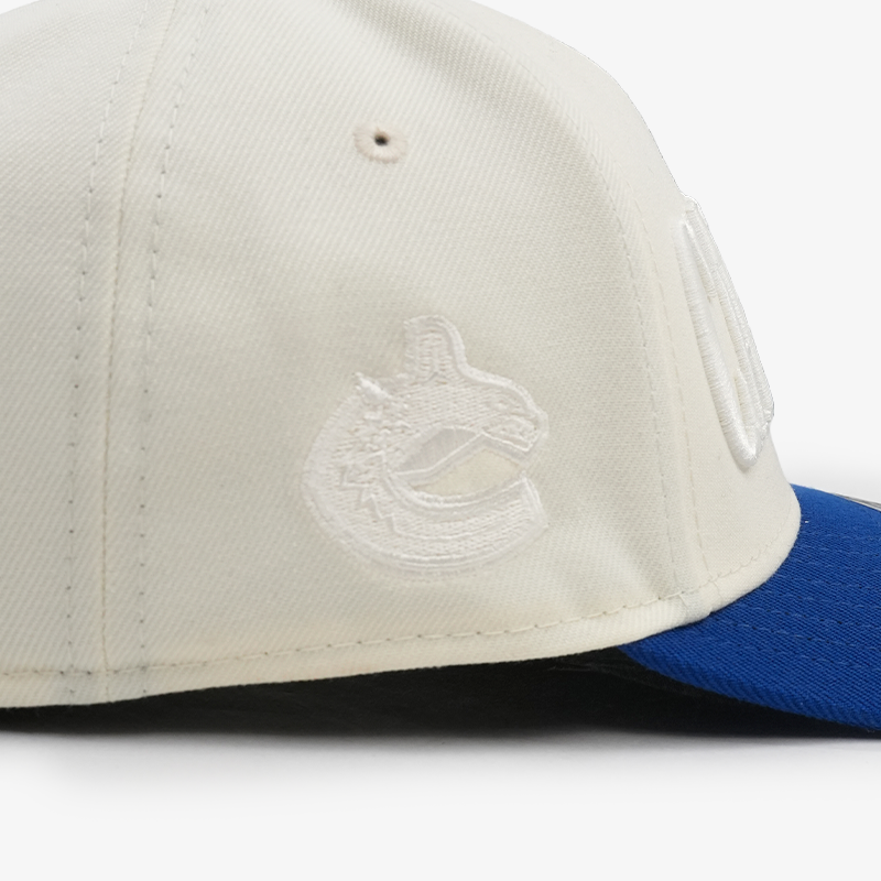 Vancouver Canucks New Era Women's 940 M-Crown Two Tone Blue/Cream Tonal Script Orca Hat