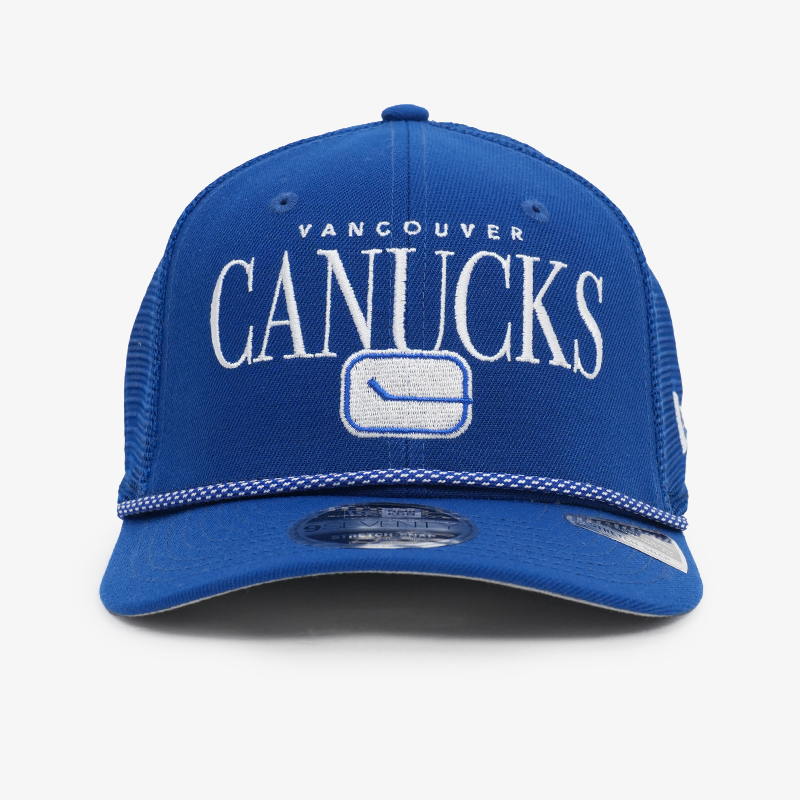 Vancouver Canucks New Era 970 Stretch Snap Rope Trucker Blue Stick in Rink Hat