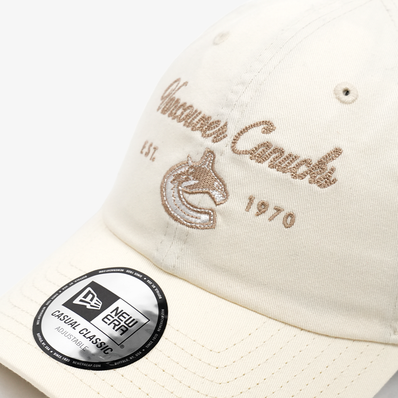 Vancouver Canucks New Era Casual Classic Script Cream Orca Hat