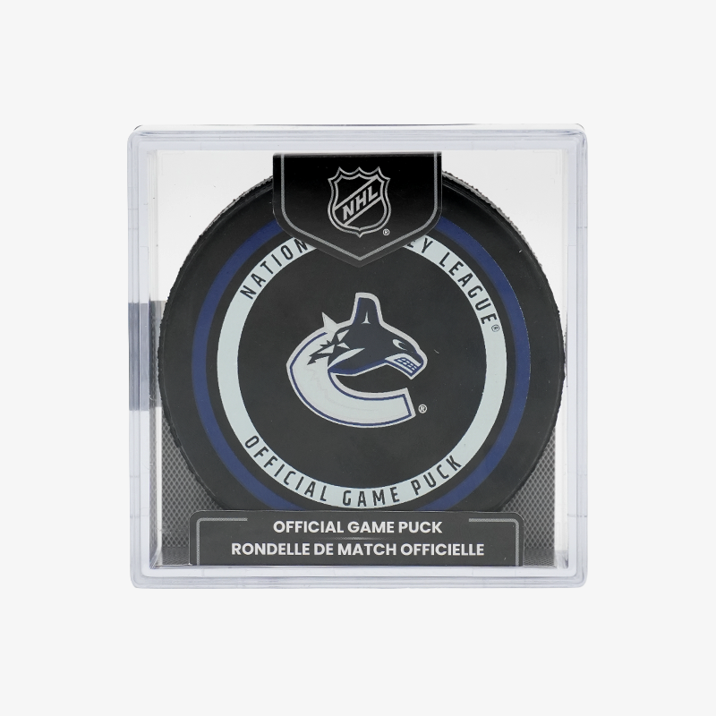 Vancouver Canucks Official Game Puck In Cube