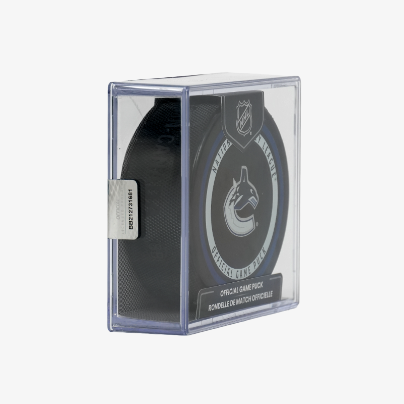 Vancouver Canucks Official Game Puck In Cube