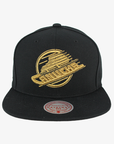 Vancouver Canucks Mitchell & Ness Gold Gothic Skate Snapback Hat