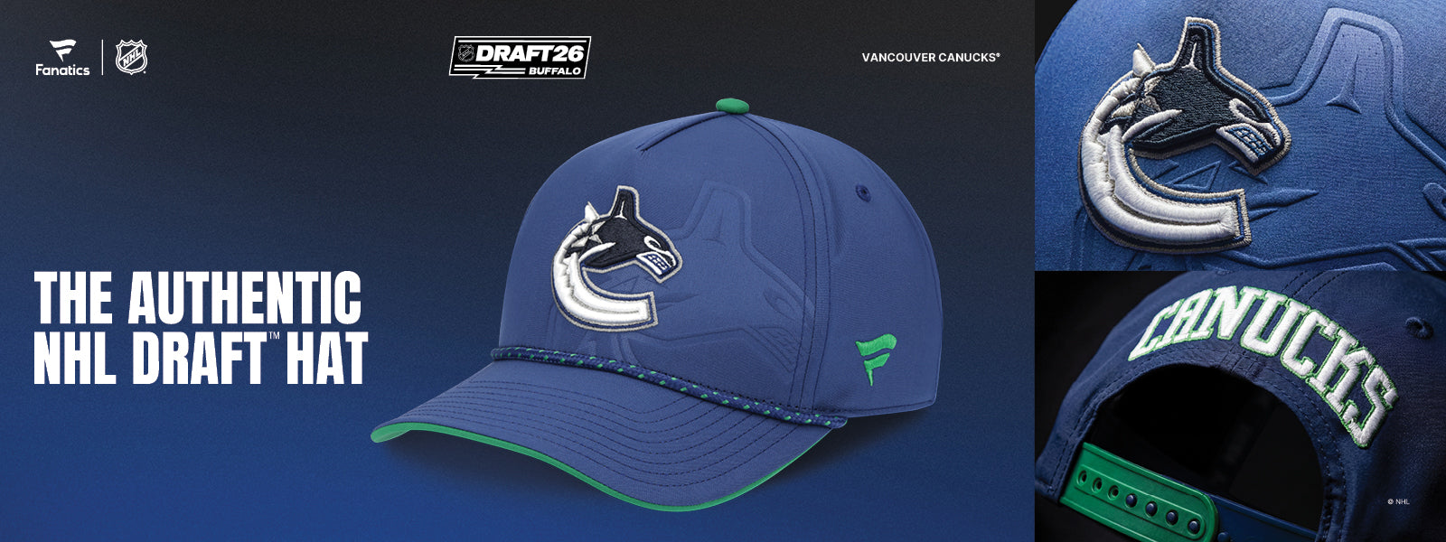 Vancouver Canucks 2026 NHL Draft Podium Fanatics Orca Hat