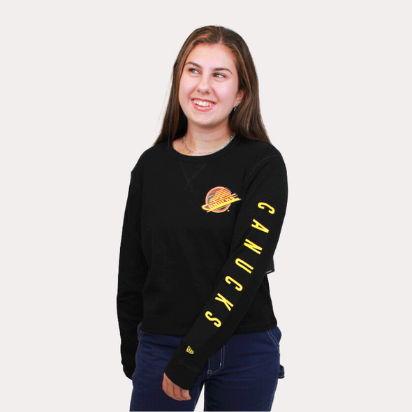 Vancouver Canucks Ladies New Era Skate Long Sleeve Waffle Tee