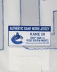 Evander Kane Game Worn 1000th NHL Game Away Jersey