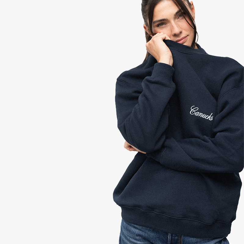 Vancouver Canucks x Line Change Women's Athletics Pop Navy Crewneck