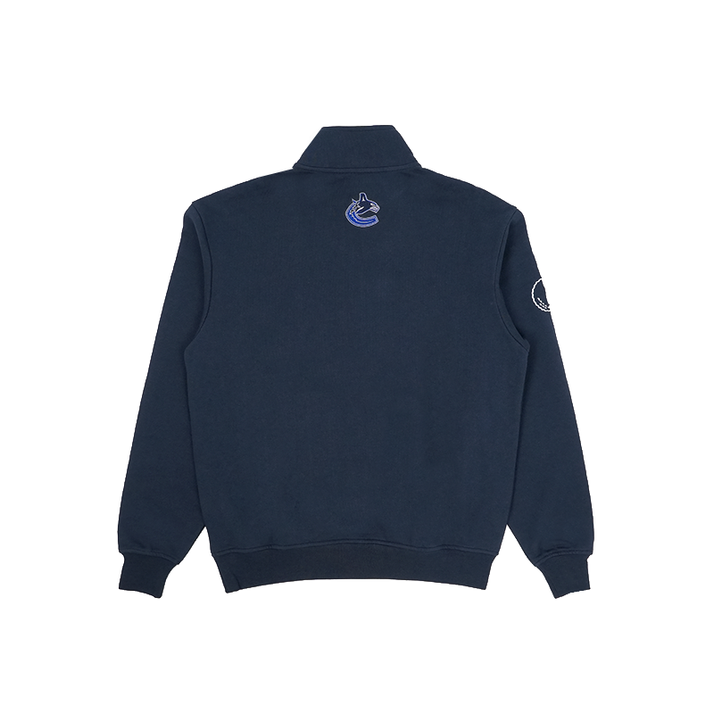 Vancouver Canucks x Malbon Collegiate Navy Orca 1/4 Zip Sweatshirt