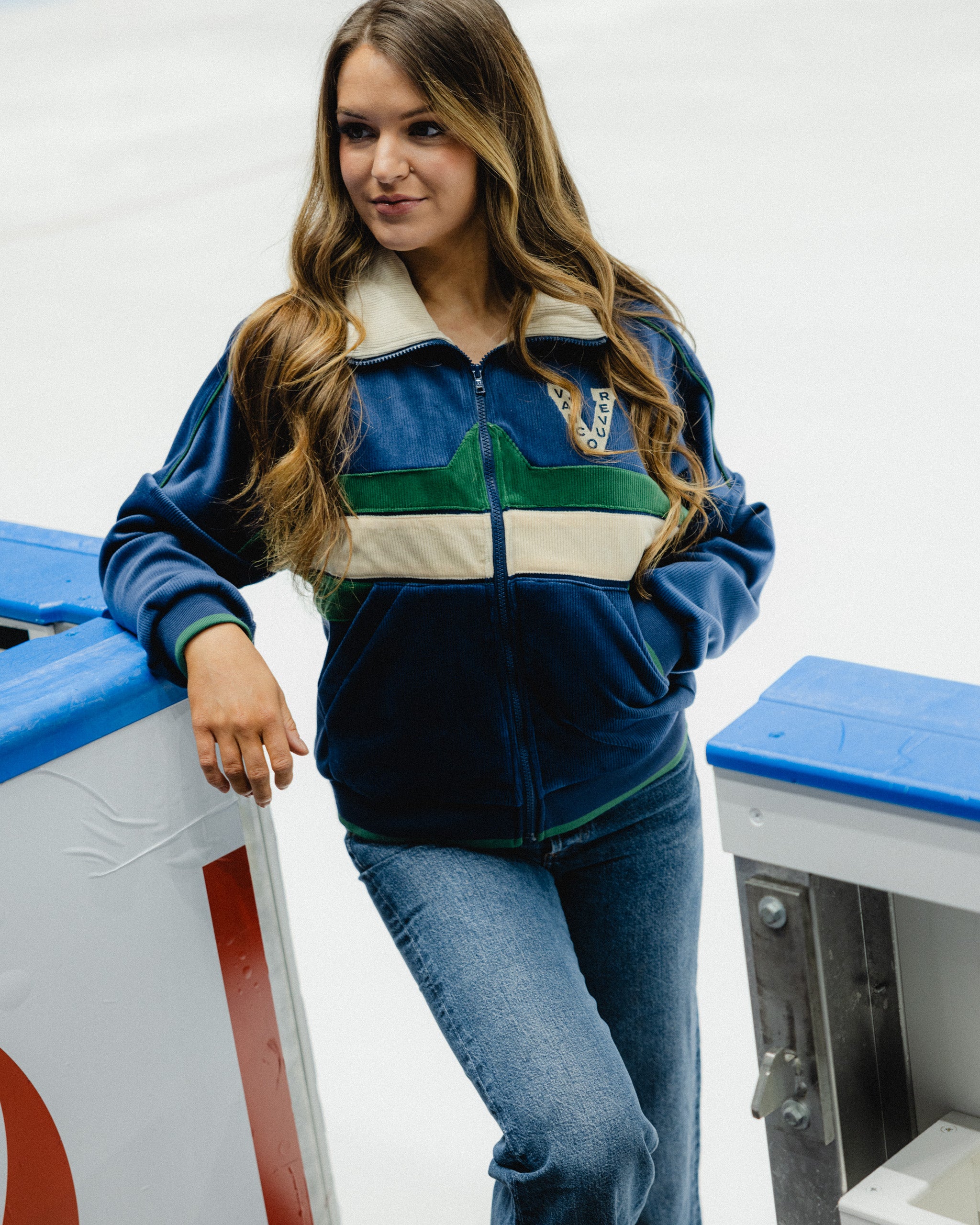 Vancouver Canucks Wild Collective Women&#39;s Millionaire Corduroy Zip-Up