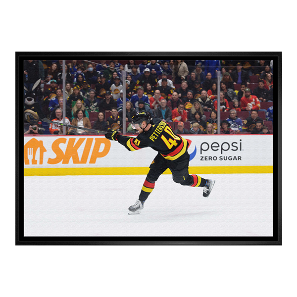Vancouver Canucks Elias Pettersson 20x29 Framed Canvas Shooting