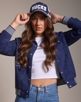 Vancouver Canucks Wild Collective Ladies Suede Bomber