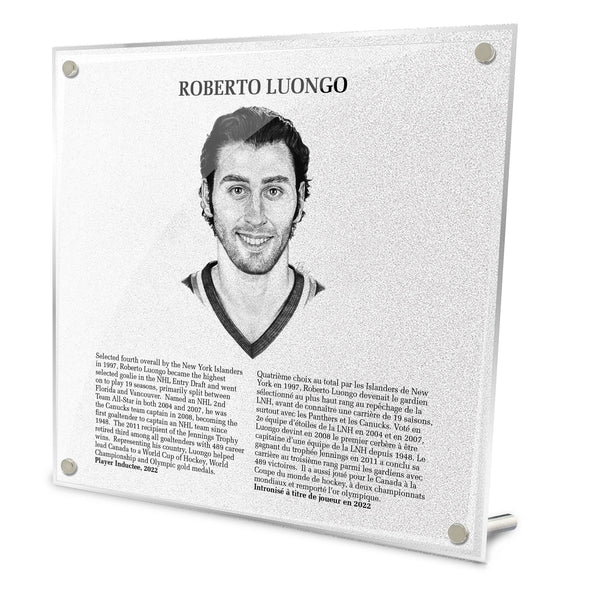 Hockey Hall of Fame Luongo Plaque