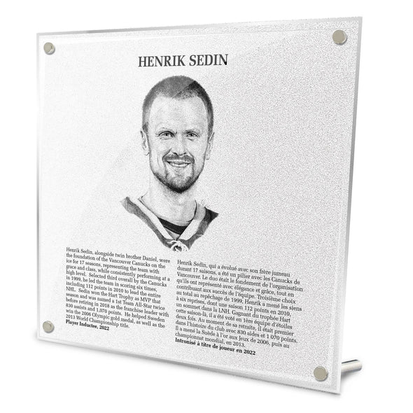 Hockey Hall of Fame Henrik Sedin Plaque